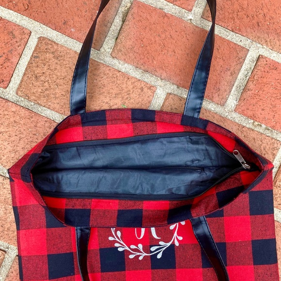 Monogram red and black check tote or purse & pouch - Picture 6 of 14